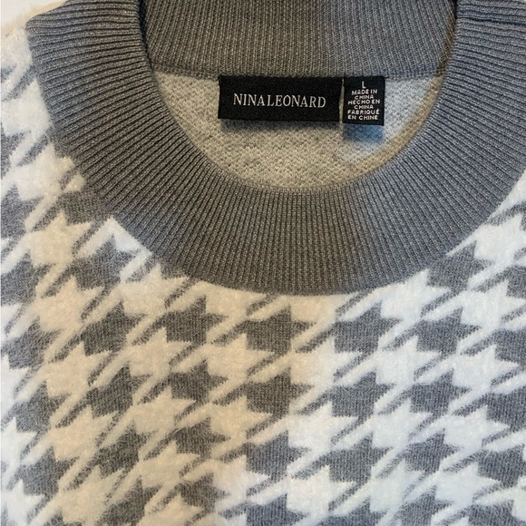 Nina Leonard Fuzzy Houndstooth Sweater - Picture 7 of 9
